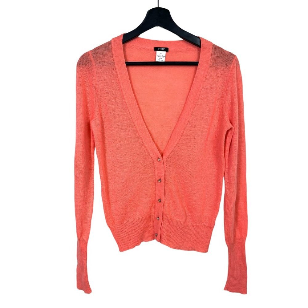 J.Crew Merino Wool & Alpaca orange button up cardigan sz‎ M